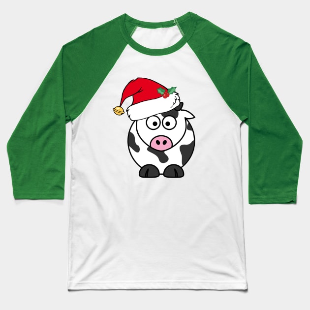 Cute Christmas Cow Baseball T-Shirt by epiclovedesigns